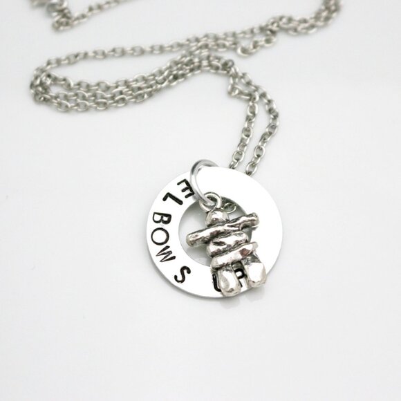 Elbows Up! Inuksuk Hand Stamped Pendant Necklace - Handmade & Hypoallergenic - Picture 8 of 12